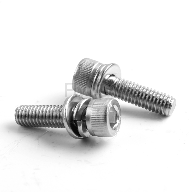 304不銹鋼A2-70內(nèi)六角圓柱頭帶平彈墊組合螺釘DIN912